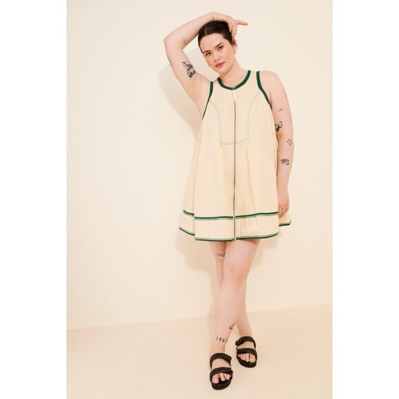 NWT Size 3X- Anthropologie zip-front denim mini dress NWT US$ 158 (100% Cotton) - Picture 1 of 16